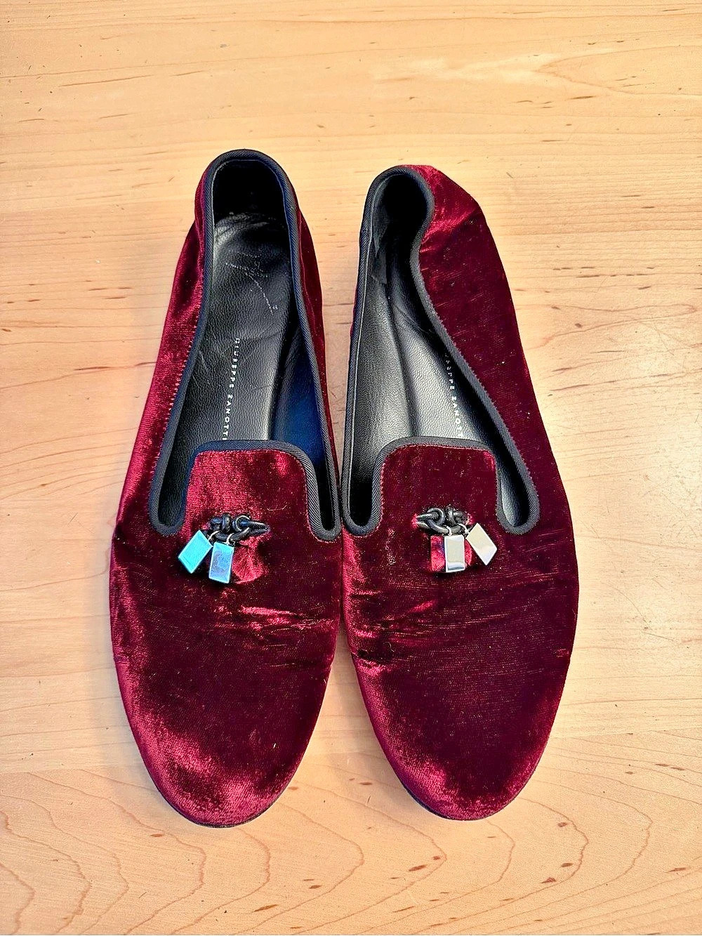 Giuseppe Zanotti bordeaux Velvet Smoking Loafers 41